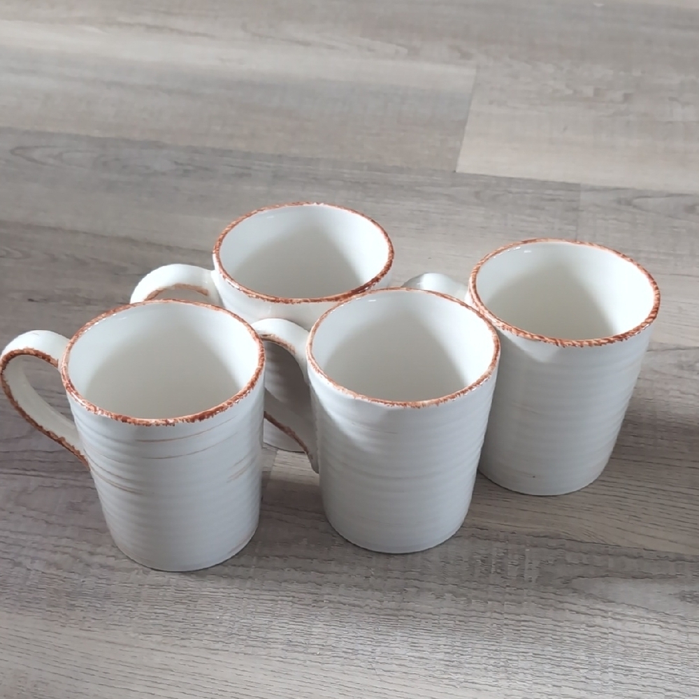 Elegant White Ceramic Mugs Set